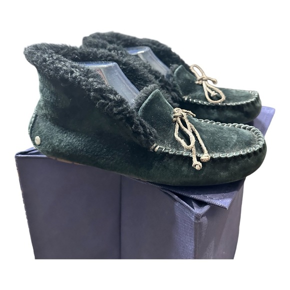 UGG Shoes - UGG Alena Moccasin Slippers Womens Size 9 Black Leather Indoor Outdoor